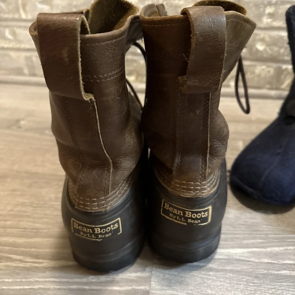 Vintage LL Bean Men's Brown Leather Waterproof Insulated Duck Boots Size 12